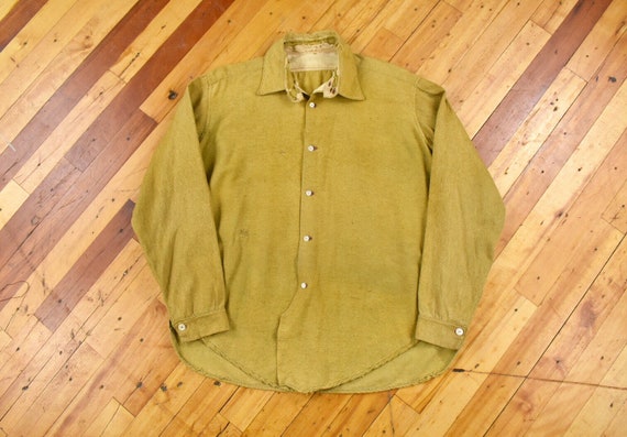 1910’s Wool Work Shirt Large Chinstrap Antique Vin