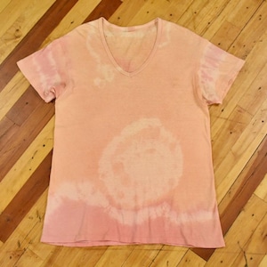 70s Hanes Tie Dye T-Shirt Size Large V-Neck Tee Vintage