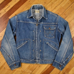 50s Wrangler 11MJZ Size 38 Denim Jacket Pleated Zip up Vintage - Etsy