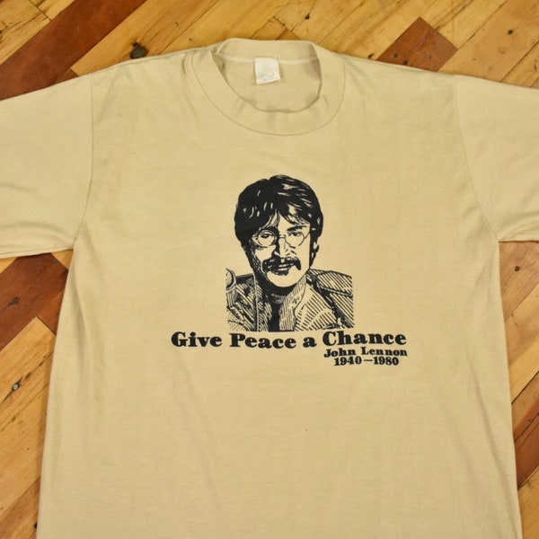 80s John Lennon T-Shirt Size Large Memorial Tee Vintage