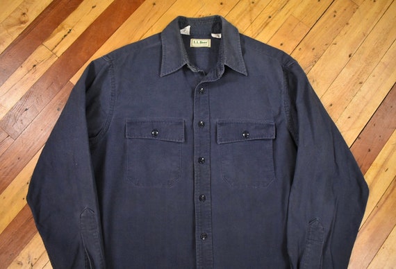 70s 80s LL Bean Chamois Shirt Size XL Cotton Flan… - image 1
