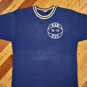 70s Ringer Jersey T-Shirt Size Medium Cotton Tee Vintage