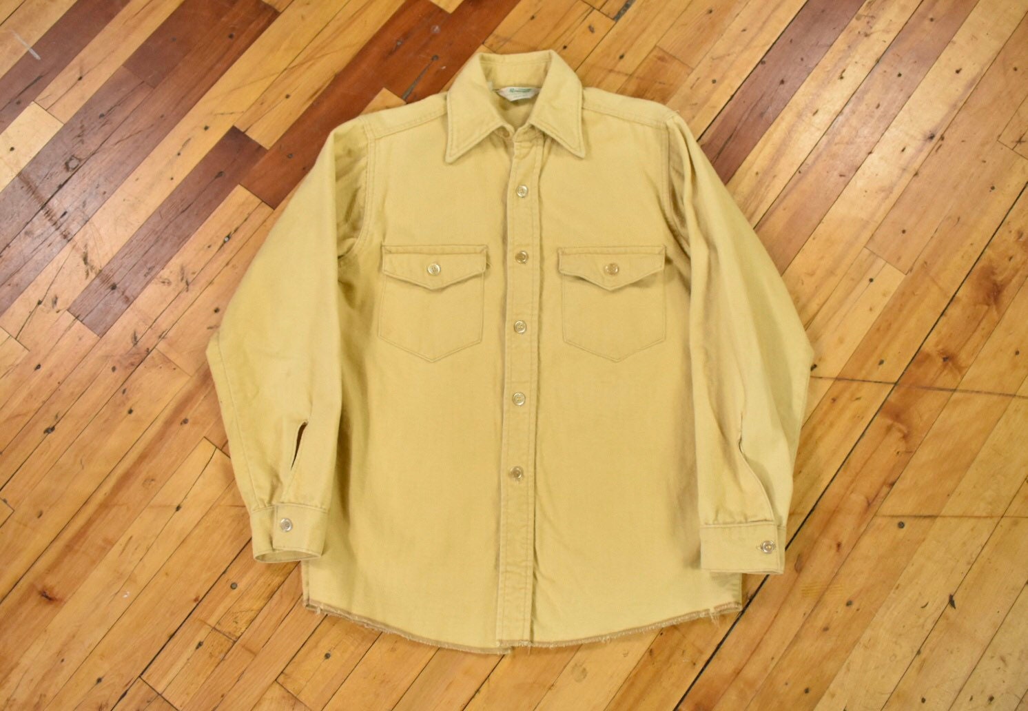 60s 70s Chamois Shirt Small Flannel 100 