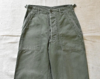 Pantaloni militari anni '60, taglia 29 x 31, verde oliva, OG-107, cotone satinato vintage