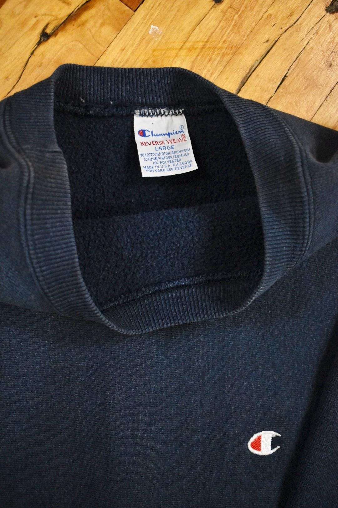 90s Champion Reverse Weave Sweatshirt Size Large Vintage Navy Blue