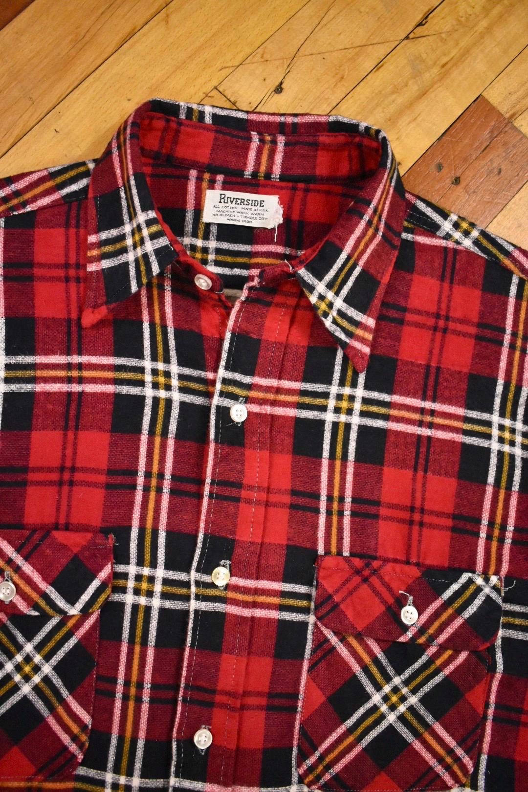 トップス 60s 70s vintage printed flannel shirt 60s 70s Flannel Shirt Size Small Printed Cotton Vintage - Etsy