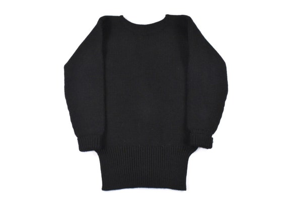 1930s Small Varsity Sweater Knit Black Wool Boat N