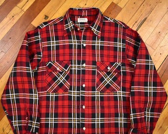 1940s Work Shirt Size Large Cotton 1/4 Zip Pullover Short