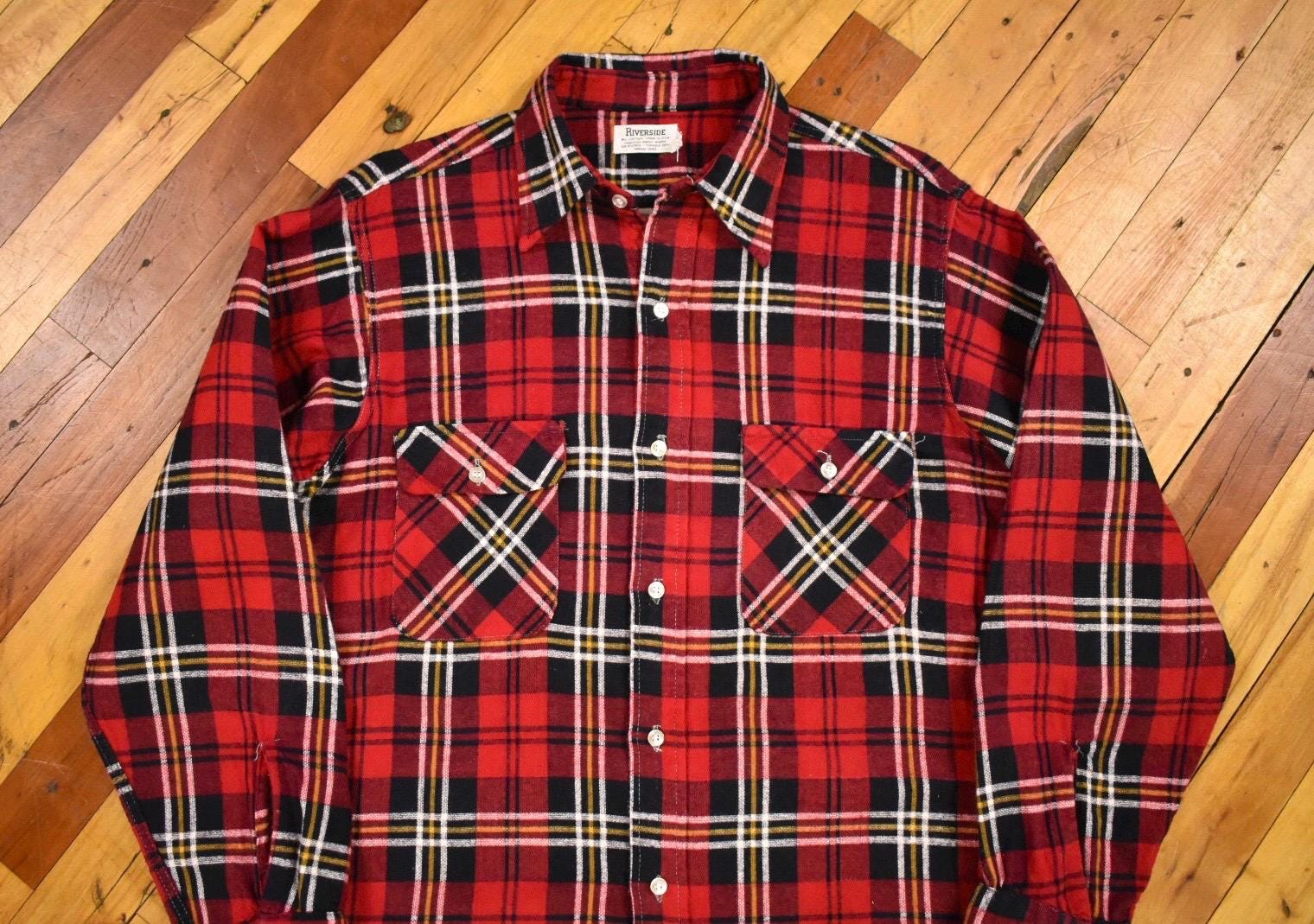 トップス 60s 70s vintage printed flannel shirt 60s 70s Flannel Shirt Size Small Printed Cotton Vintage - Etsy