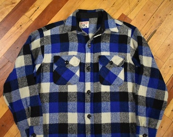 50s Chill Chaser Wool CPO Size Small Buffalo Plaid Utility Shirt-Jacket Vintage
