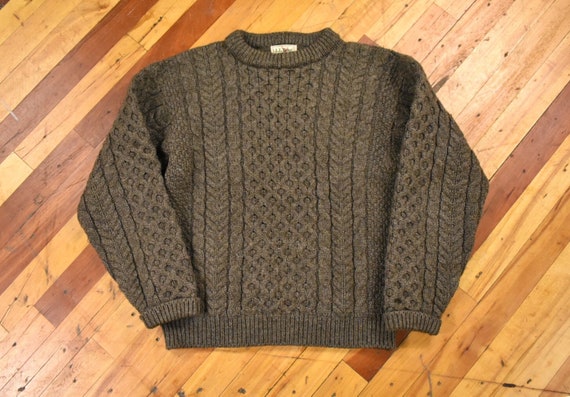 LL Bean S/M Irish Fisherman Sweater Chunky Wool Ca
