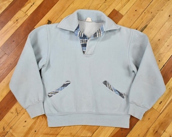 Vintage sweat-shirt des années 60 et 70 taille moyenne à col boutonné avec poches sur le devant