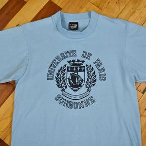 80s University Of Paris T-Shirt Size Medium Tee Vintage
