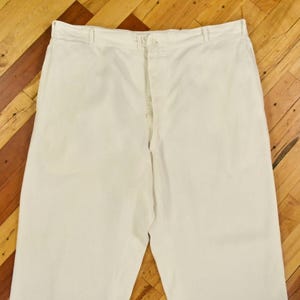 1950s Linen Trousers Size 38 x 30 Vintage Button Fly Pants