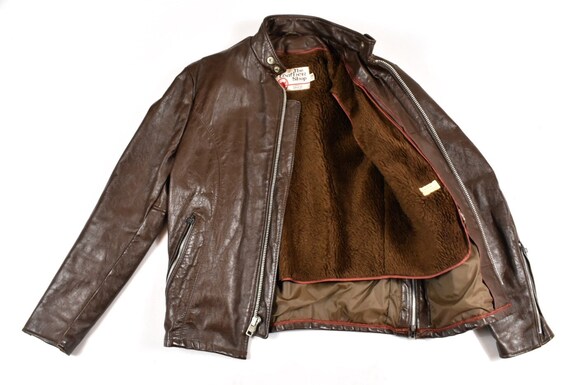 70 s cafe Vintage Racer 38 petit Sears en cuir Vintage cafe Boutique cuir souple marron veste moto motard homme e708de 70 s cafe Vintage Racer 38 petit Sears en cuir Vintage cafe Boutique cuir souple marron veste moto motard homme e708de