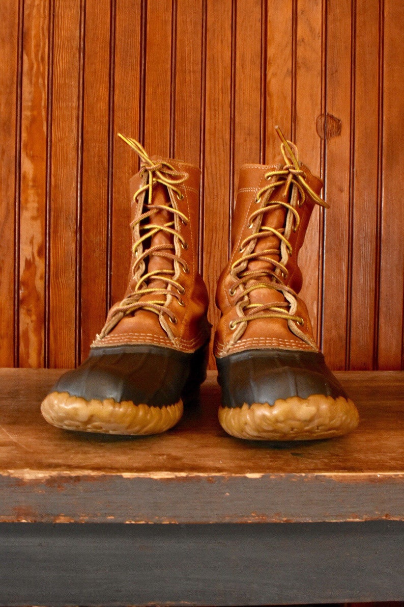 LL Bean Men/'s 8 M Duck Boots Classic Lace Up Brown Leather Vintage Maine Hunting Made In USA