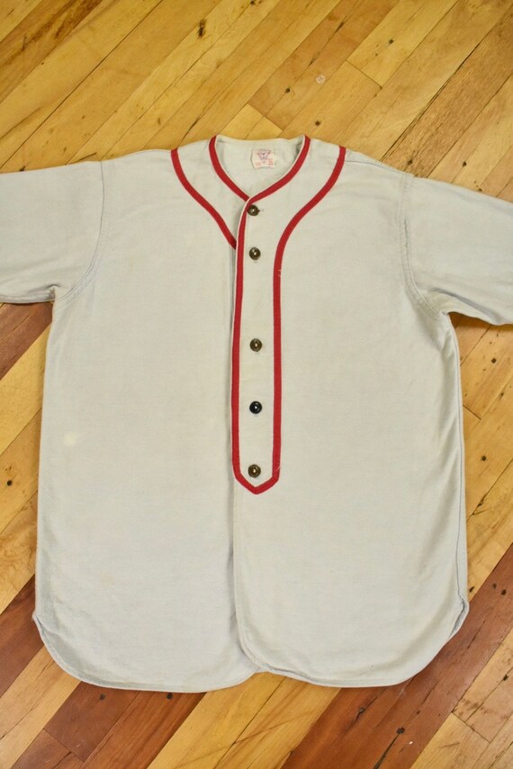 1950s Baseball Jersey Size Small Vintage Flannel Cotton Wool Blend Etsy