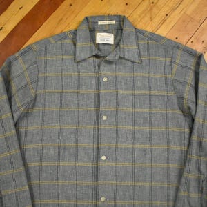 60s Wool Cotton Blend Shirt Size Small Plaid Vintage