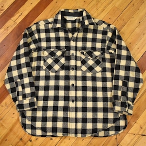 LL Bean Wool CPO Size Medium Vintage Buffalo Plaid Shirt-Jacket