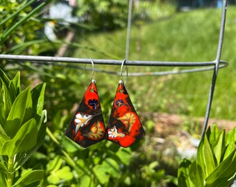 Flower Triangular Earrings