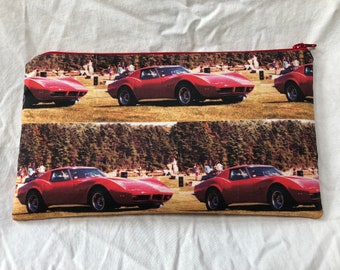 Custom Notions Bag, Your Car here! Made from your Corvette or other car picture, Notions Pouch, Pencil Case, Phone purse, Makeup Bag