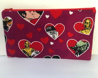Notion Bag, Notion Pouch, Pencil Case, Phone purse, Makeup Bag, Knitters, Star Wars, Valentines Day, Disney Inspired