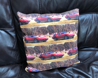 Custom Pillow, 12 X 12 Keepsake Pillow, Your Corvette here! Made from your Corvette or other favorite Car Photo