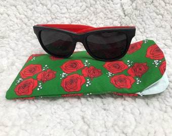 Sunglass Case, Soft Glasses Case, Glasses Protector, Josh's Roses, Roses