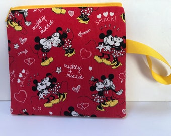 Almost Square! Notions Bag, Notions Pouch, Phone purse, Makeup Bag, Clutch, Minnie and Mickey In Love, Valentines Day, Hearts