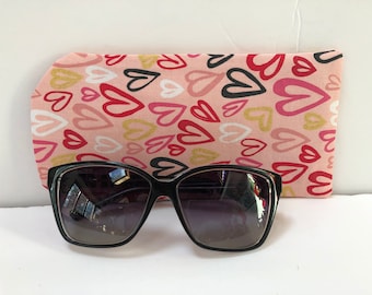 Valentines Day Sunglass Case, Soft Glasses Case, Glasses Protector, Whimsical Hearts