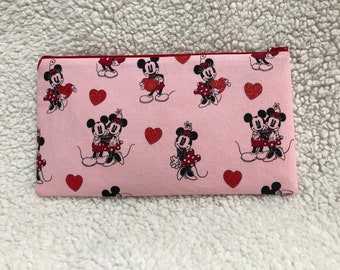 Notion Bag, Notion Pouch, Pencil Case, Phone purse, Makeup Bag, Knitters, Minnie, Mickey, Valentines Day, Disney Inspired