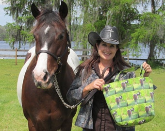 Great Gift, Personalized Fabric, Custom Knitting Bag, Custom Horse Tote, Bag with Your Horse or Pet Picture, Personalized Tote,  Equine Bag