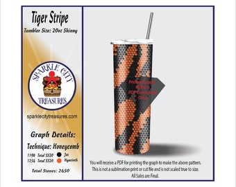 Tiger Stripe Rhinestone Template Pattern Graph for 20 ounce straight tumbler using ss20 flatback rhinestones