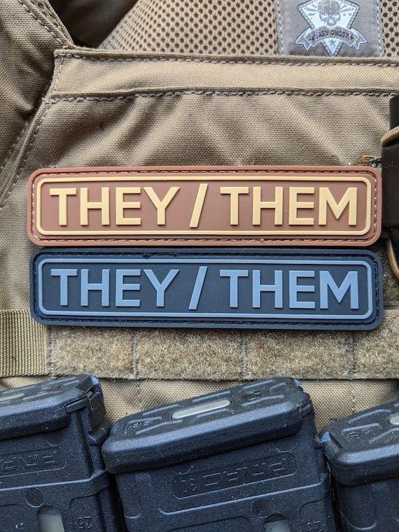 Tactical THEY/THEM Pronoun Patch PVC Patch With Hook and Loop 