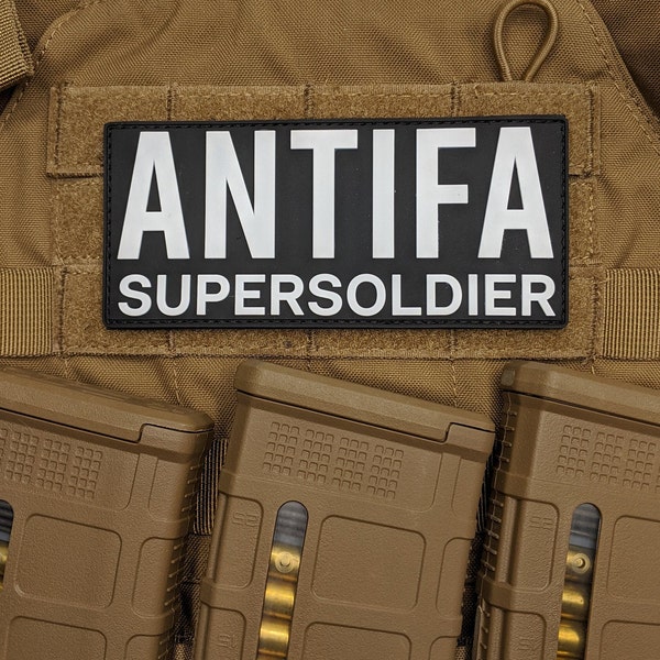 Antifa Supersoldier PVC Patch with Hook and Loop Backing