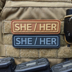 Tactical SHE/HER Pronoun Patch - PVC Patch with Hook and Loop