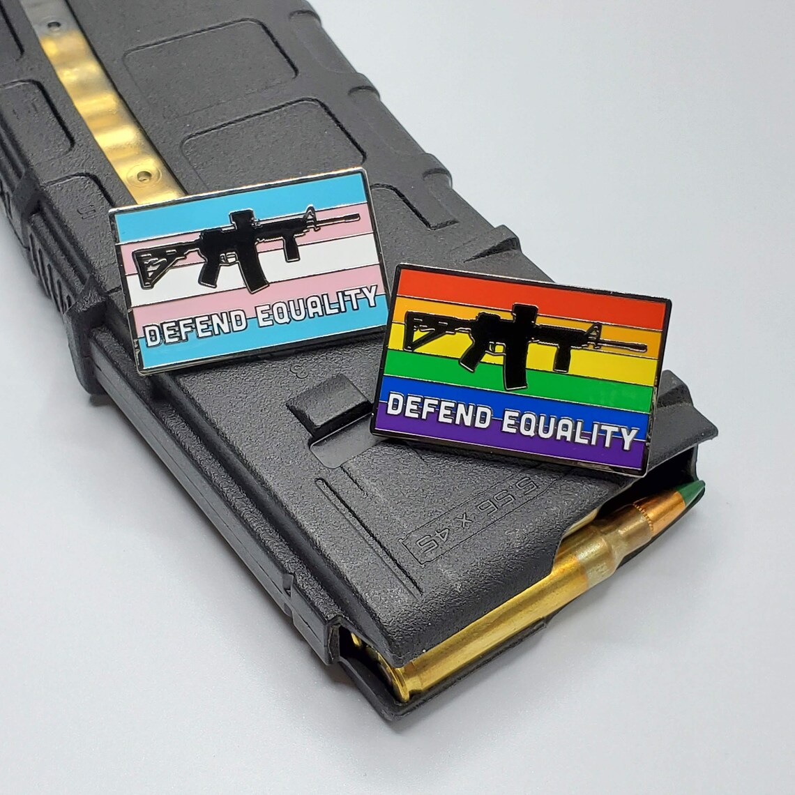 Defend Equality Gay Pride Flag and Rifle - Hard Enamel Pin - Etsy