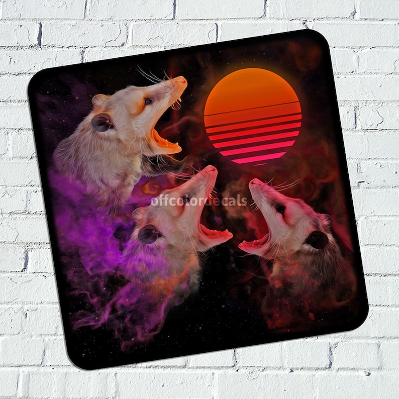 Drei Possum Mond Aufkleber/Sticker