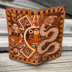 Aztec Themed Hand Tooled Biker Long Wallet - Etsy