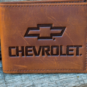 Carteira dobrável de couro Chevrolet Bowtie - marrom