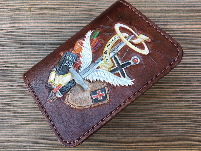 Leather Mini Pocket Bible Cover / Handtooled / Custom Made Etsy