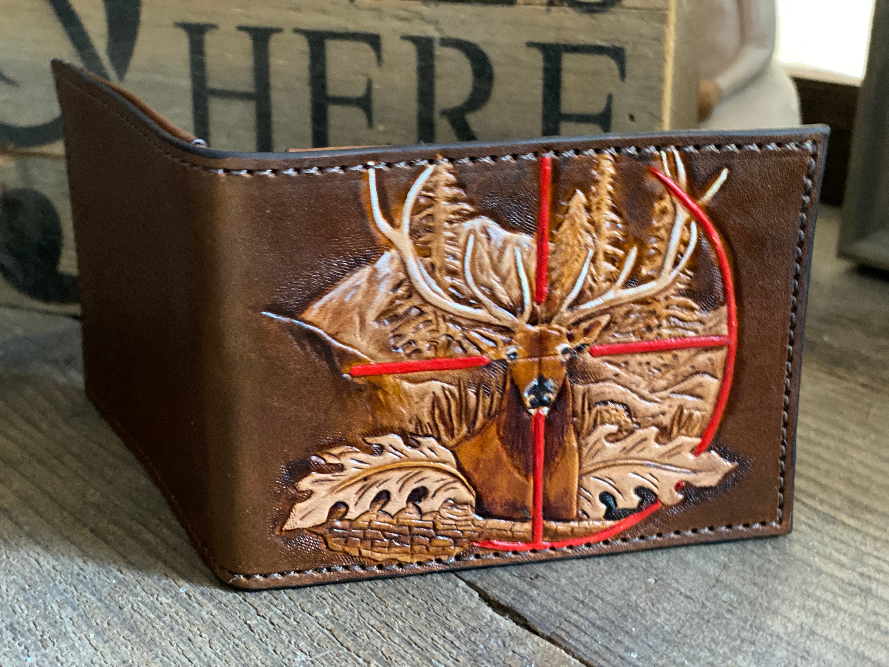 Custom madeto Order Outdoorsmen Wallet With Buck Design Etsy