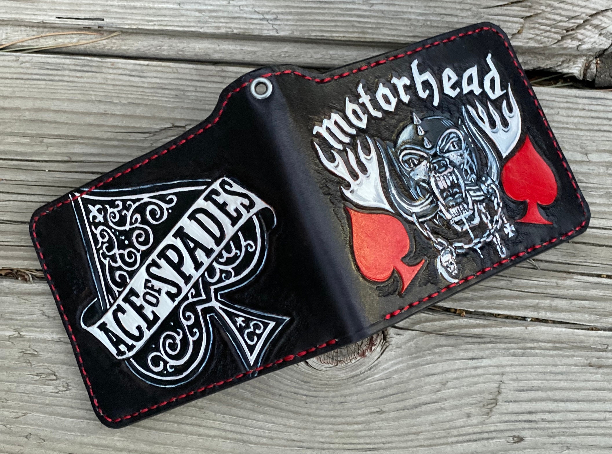 Skull and Flames Leather Biker Wallet - CHRISTOPH JOSEPH LEATHER