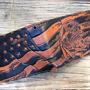 歩兵/イラク自由作戦の頭蓋骨と旗のカスタムツール付き二つ折り財布