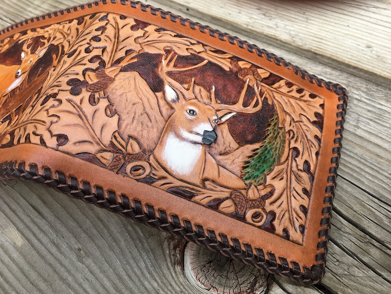Outdoorsman / Men's Leather Bifold Wallet/ Laced / Etsy