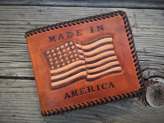 Calf Laced Wallet Made In America American Flag - American Flag Leather Wallet Calf Laced Wallet Made In America American Flag - American Flag Leather Wallet