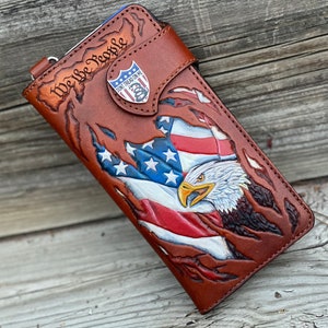 Patriotic We The People Tooled Biker Chain Wallet/ Customize It