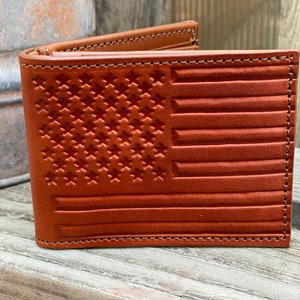 Billetera de cuero plegable con bandera estadounidense / Artículo de oferta especial de Navidad Old Glory