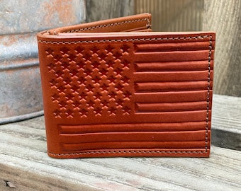 American Flag Wallet BiFold Leather Wallet / Old Glory Christmas Special Sale Item