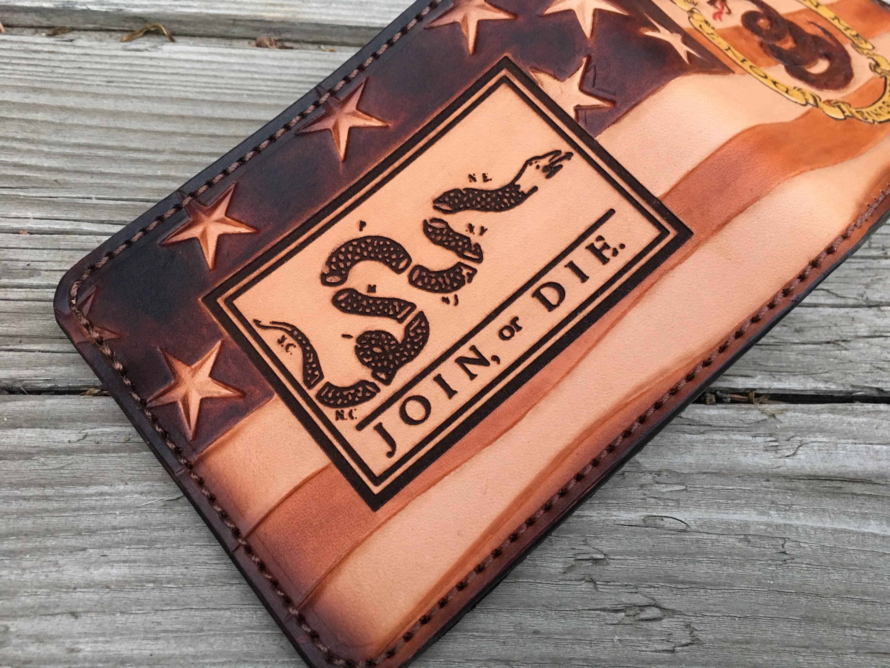 Don't Tread on Me / Join or Die Leather Bifold Wallet Etsy